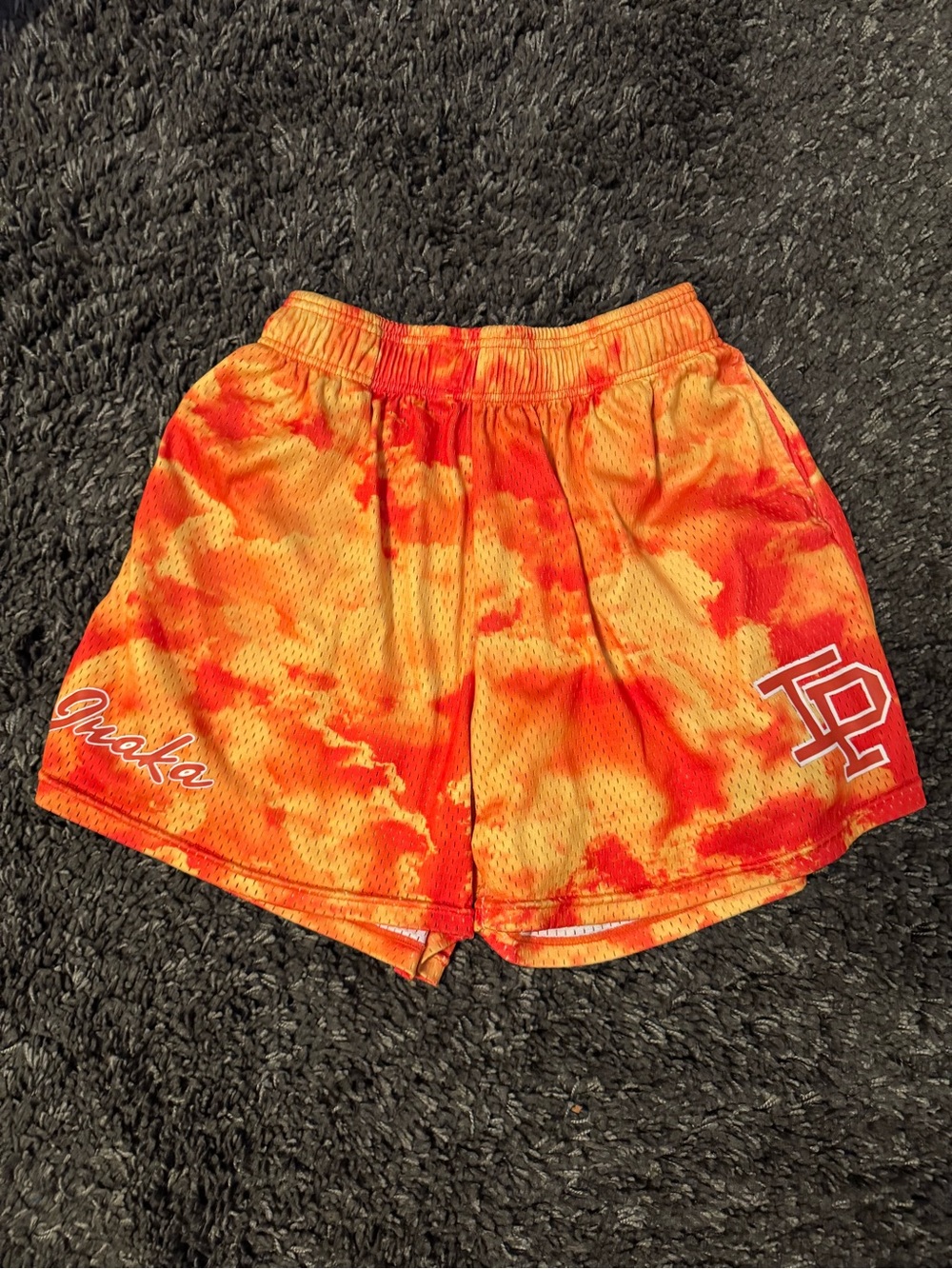 Inaka Mesh Shorts Tie-Dye Orange -Red Athletic Shorts